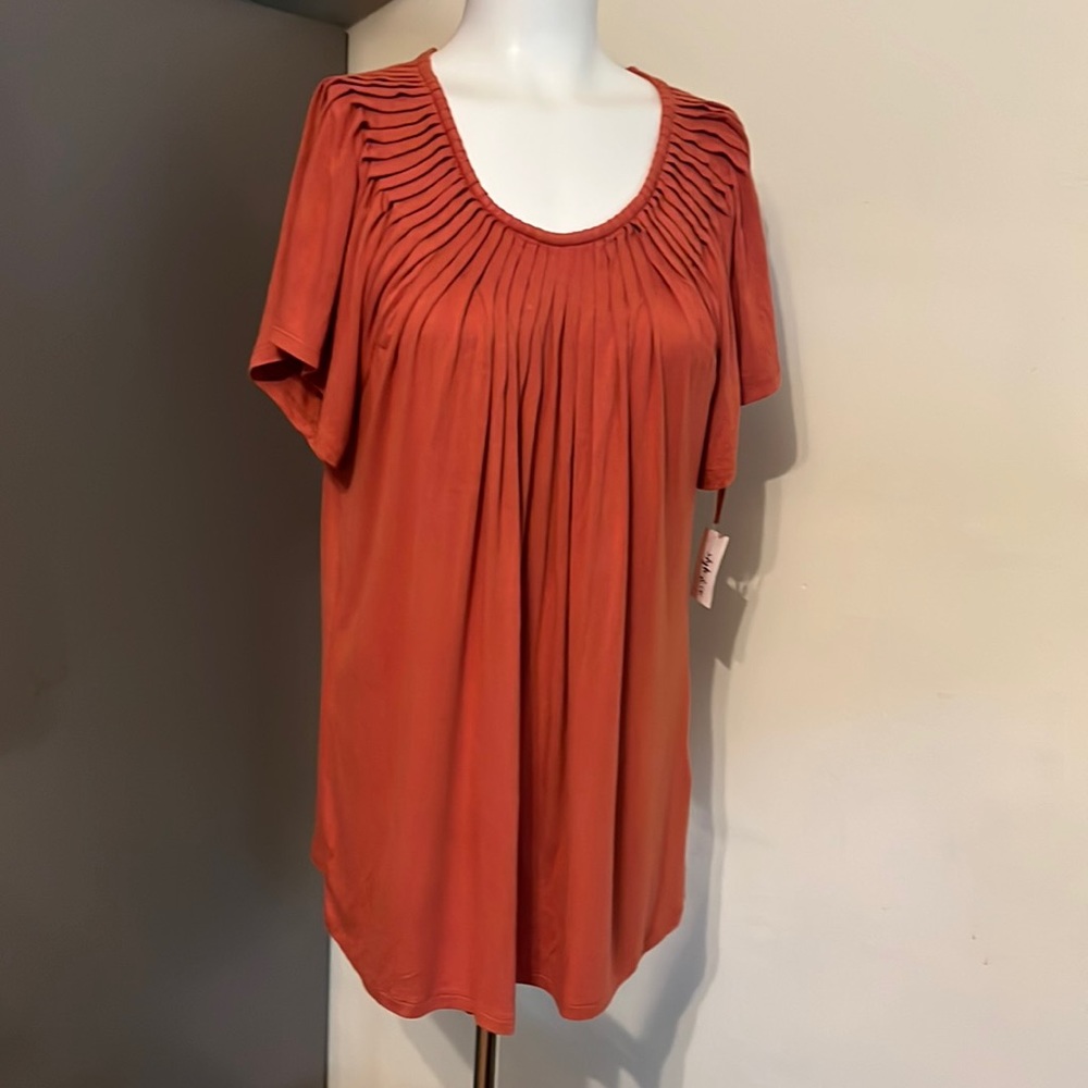 Style & co pleated blouse in deep vibrant color